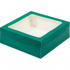 №220 Коробка для зефира 20х20х7см зелёная матовая с крышкой