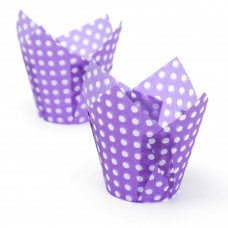 Формы бумажные "Тюльпан",фиолетовый/мелкий горох 10шт