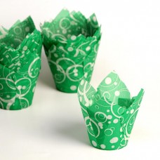 Формы бумажные "Тюльпан", зеленый с белыми кольцами 10шт