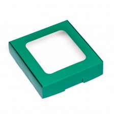 №406 Коробка самосборная зеленая с окном 13х13х3см