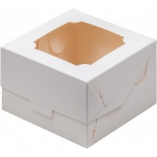 №56 Коробка для бенто - торта с окном 14х14х8см белая